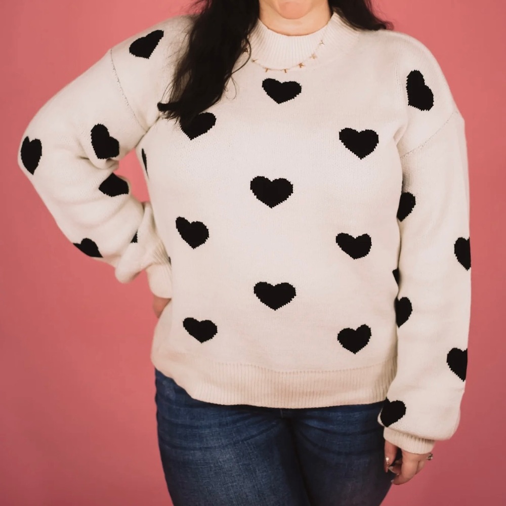 NWT Black Heart Knitted Sweater!